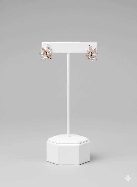 Rohari - Rose Gold Sparkling Vine Stud Earrings