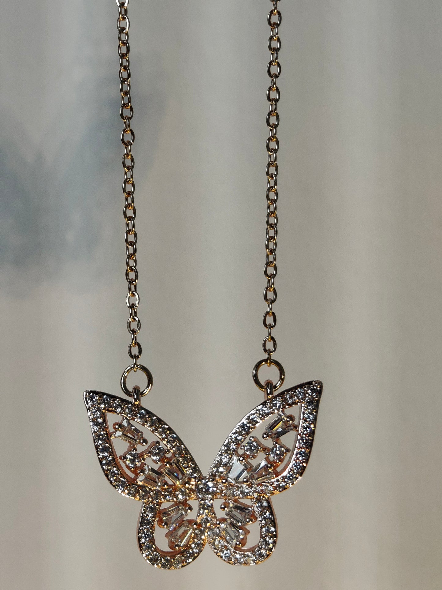 Butterfly Charm Rose Gold Necklace – Sparkle with Grace | Rohari