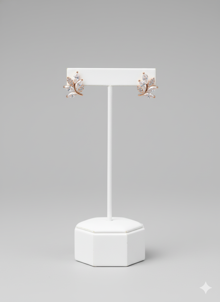 Rohari - Rose Gold Sparkling Vine Stud Earrings