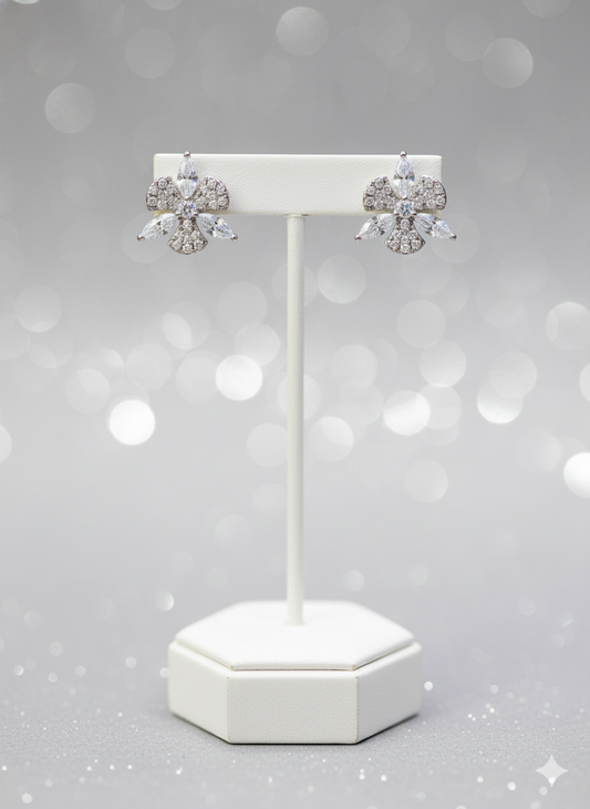 Rohari - Floral Burst Stud Earrings with Marquise Stones