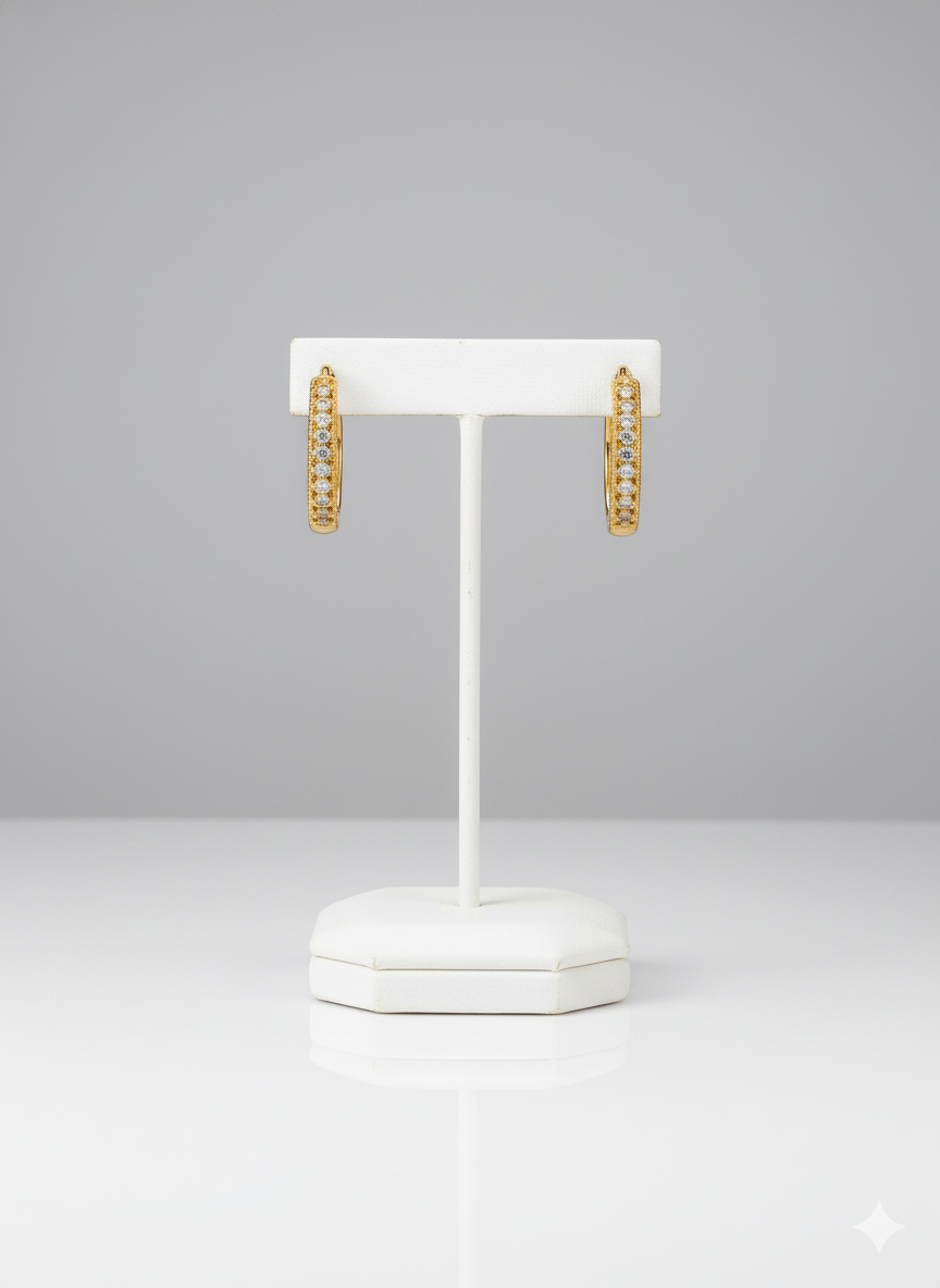 Rohari - Golden Pave Huggie Hoop Earrings (Classic)