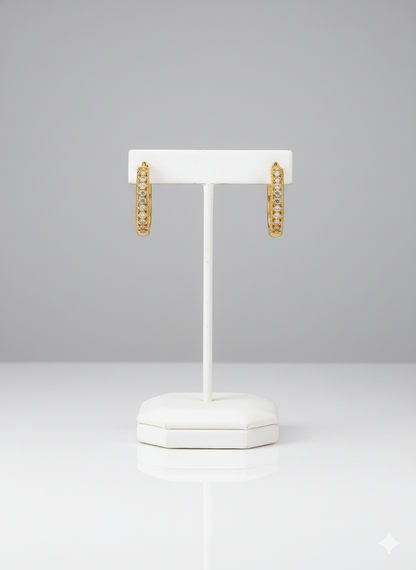 Rohari - Golden Pave Huggie Hoop Earrings (Classic)