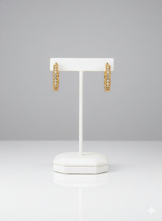 Rohari - Golden Pave Huggie Hoop Earrings (Classic)