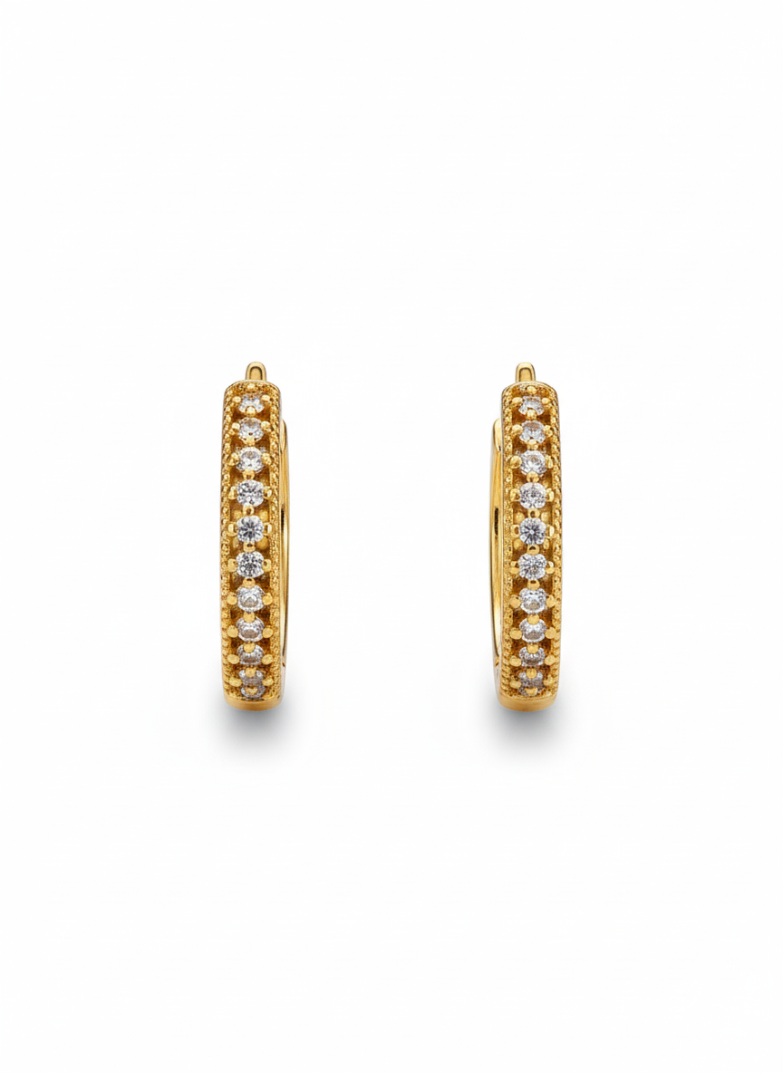 Rohari - Golden Pave Huggie Hoop Earrings (Classic)