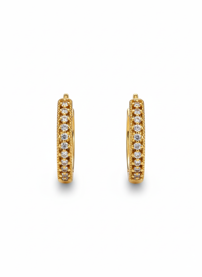 Rohari - Golden Pave Huggie Hoop Earrings (Classic)