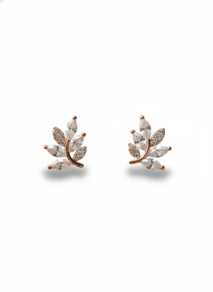 Rohari - Rose Gold Sparkling Vine Stud Earrings
