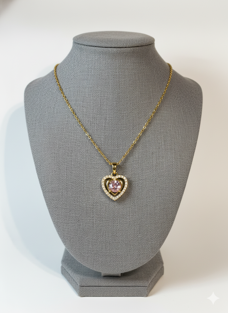 Rohari - Dazzling Heart Necklace with American Diamonds