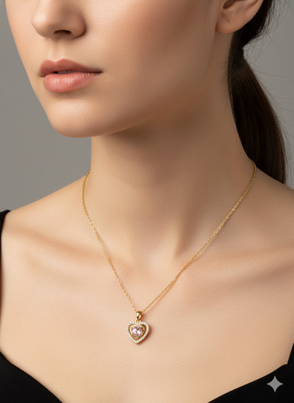 Rohari - Dazzling Heart Necklace with American Diamonds