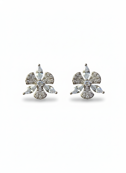 Rohari - Floral Burst Stud Earrings with Marquise Stones
