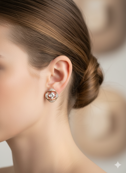 Rohari - Rose Gold Floating Cushion Stud Earrings