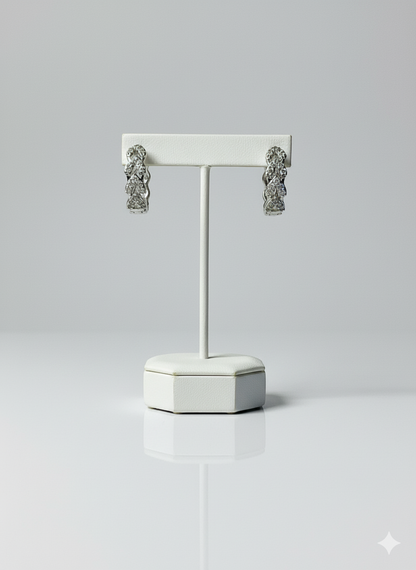 Rohari - Silver Tone Braided Huggie Hoop Earrings