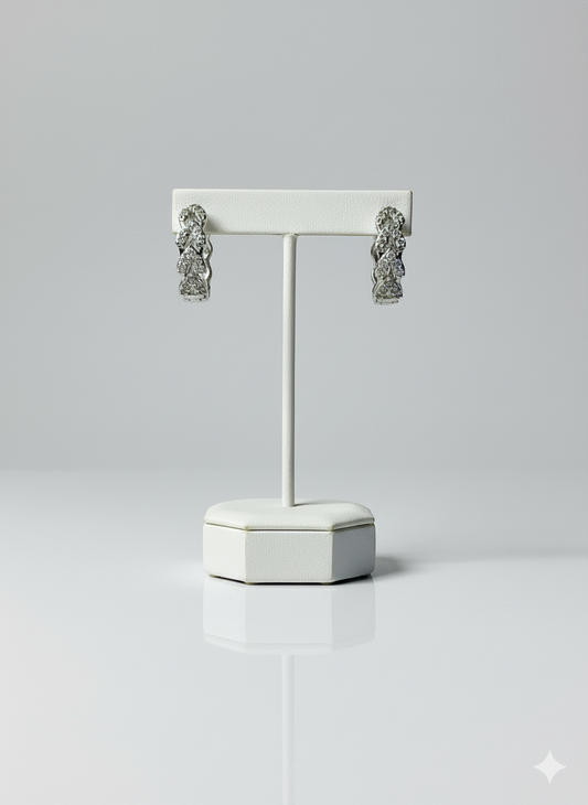 Rohari - Silver Tone Braided Huggie Hoop Earrings