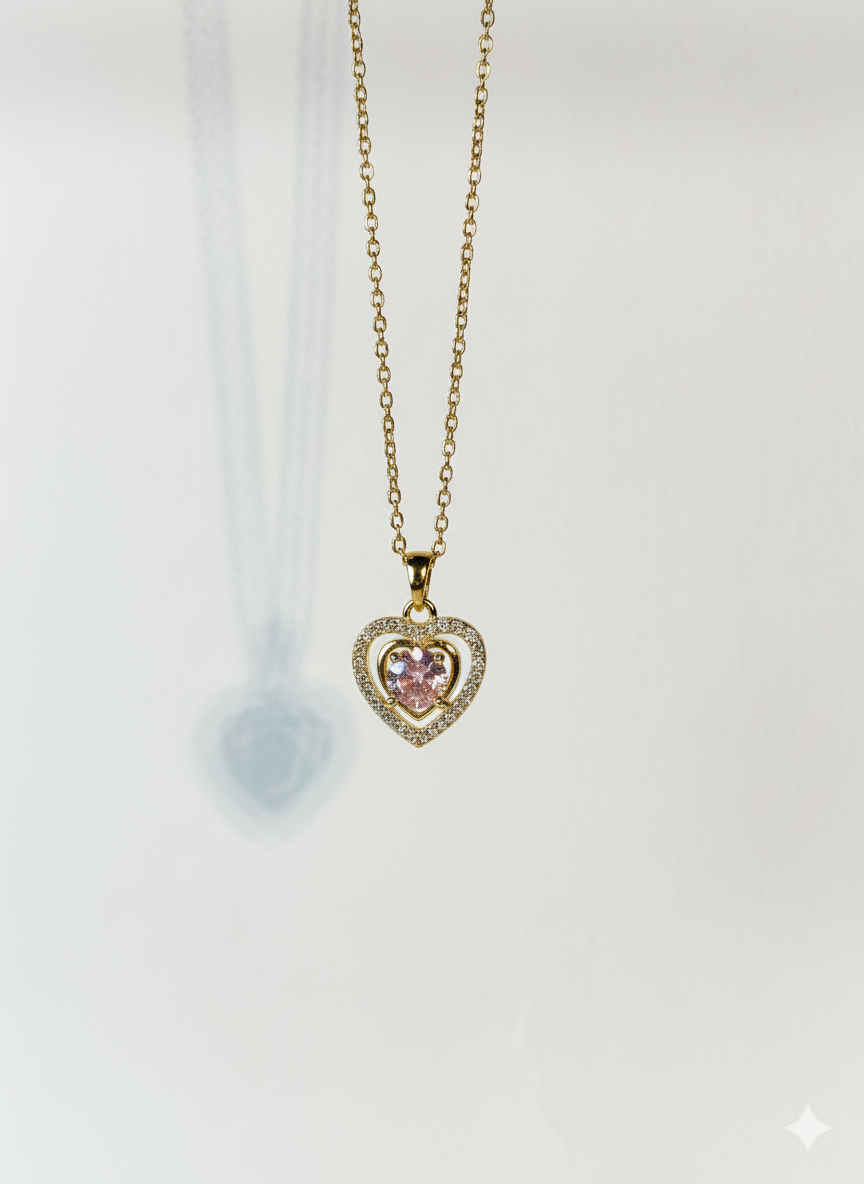 Rohari - Dazzling Heart Necklace with American Diamonds