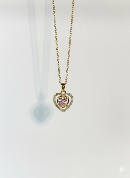 Rohari - Dazzling Heart Necklace with American Diamonds