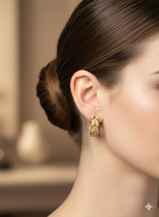 Rohari - Golden Pave Huggie Hoop Earrings