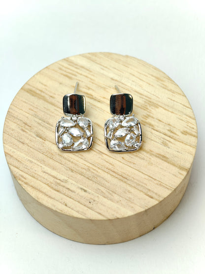 Rohari - Silver Marquise Cluster Drop Earrings