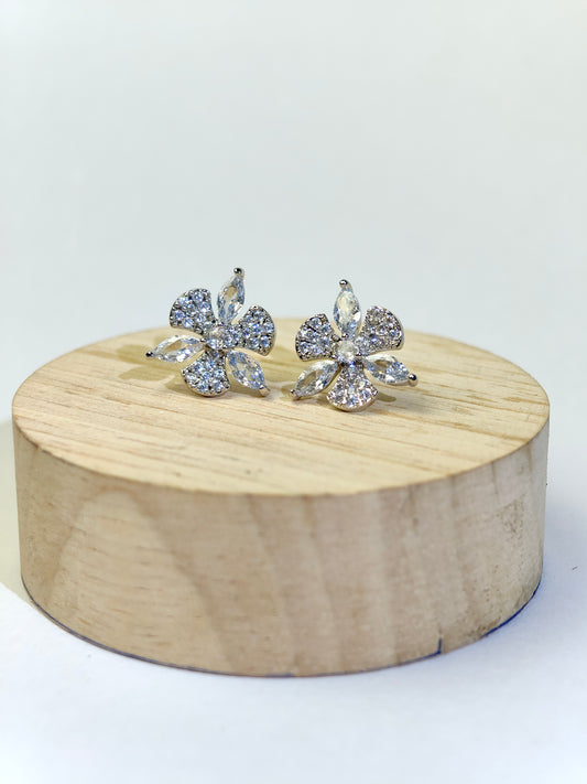 Rohari - Floral Burst Stud Earrings with Marquise Stones