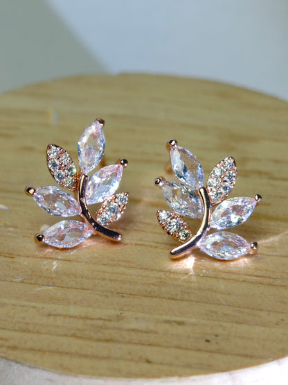 Rohari - Rose Gold Sparkling Vine Stud Earrings