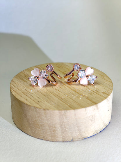 Rohari - Rose Gold Floral Ear Climber with Mother of Pearl