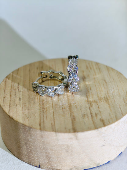 Rohari - Silver Tone Braided Huggie Hoop Earrings